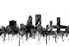 Jacksonville Florida Skyline Cartoon B&W