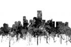 Jersey City New Jersey Skyline-  Cartoon B&W