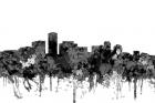 Long Beach California Skyline-  Cartoon B&W