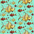 Yellow Angel Fish And Clownfish - Teal