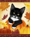 Falling Leaves Cat