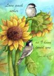 Sunflower And Chickadee