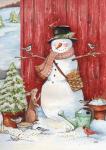 Snowman with Birds and Flurries
