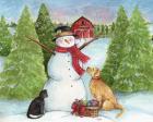 Snowman Dog And Cat Farm Horizontal