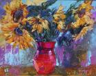 Sunflowers In Red Vase