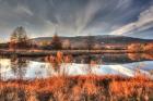 Autumn Pond And Cliffs