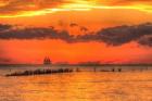 Old Pier And Gull After Sunset