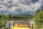 Pond Bench Dock and Mountain