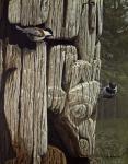 Chickadees On Totem