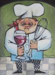 Chef With Wine And Wisk