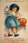 Halloween Blue Girl Clock