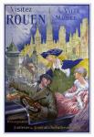 Visitez Rouen, French Vintage Poster Bonnet, Visitez Rouen 1910