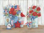 Patriotic Glass Jars with Flowers