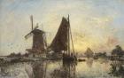 Boats Near The Windmill, Holland, 1868