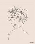 Head Full of Flowers Line Drawing
