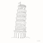 One Line Pisa Tower Italy