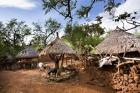Konso village, Rift Valley, family compound, Ethiopia, Africa