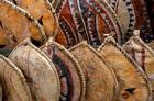 Kenya. Handmade Masai shields at a roadside market