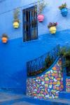 Morocco, Chefchaouen Colorful House Exterior