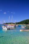 Boats, beach, La Digue, Seychelle Islands