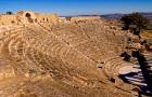 Historical 2nd Century Roman Theater ruins in Dougga, Tunisia, Northern Africa