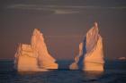 Antarctic Peninsula, icebergs at midnight sunset.