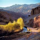 Afghanistan, Bamian Valley, Dirt road and stream
