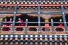 Monks in the Kichu Lhakhang Dzong, Paro, Bhutan