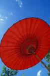 Red Umbrella With Blue Sky, Myanmar