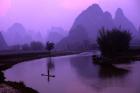 Aerial Scenic of the Fishermen and Limestone Mountains, Gulin, China