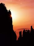 Sunburst on Craggy Huangshan Peaks, Anhui, China