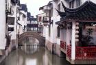 Canal Seperates White Ming Buildings, Suzhoul, Jiangsu, China