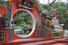 Red Wall with Circle, Goddess of Mercy temple, Repulse Bay, Hong Kong