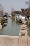 Stone lion on bridge, Zhujiajiao, Shanghai, China