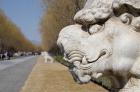 Carved statues of lion creature, Changling Sacred Way, Beijing, China