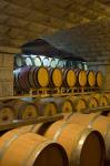 Barrels in cellar at Chateau Changyu-Castel, Shandong Province, China