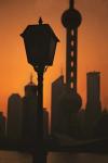 Oriental Pearl TV Tower and High Rises at Sunrise, Shanghai, China