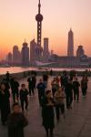 Tai-Chi on the Bund, Oriental Pearl TV Tower and High Rises, Shanghai, China