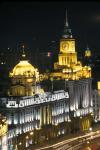Night View of Colonial Buildings on the Bund, Shanghai, China