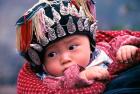 Miao Baby Wearing Traditional Hat, China