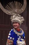 Miao Girl in Traditional Silver Hairdress and Costume, China