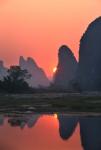 Karst Hills Along the River Bank, Li River, Yangshuo, Guangxi, China