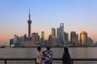 Pudong skyline dominated by Oriental Pearl TV Tower, Shanghai, China