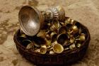 Brass Yak Butter Tea Cups in Songzhanling Monastery, Zhongdian, Deqin Tibetan Autonomous Prefecture, Yunnan Province, China