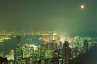 City Lights at Twilight From Victoria Peak, Central District, Hong Kong, China