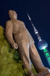 Statue of Chen Yi Along the Bund District and Huangpu River, Shanghai, China