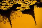 Lily Pond and Temple Reflection in Yellow, China