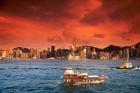 Hong Kong Harbor at Sunset, Hong Kong, China