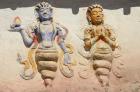 Indian And Buddhist Gods On Temple, Thiksey, Ladakh, India