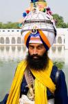 Sika Hindu Religious Man in Bangla Shib Gurudwara, Sika Great Temple, New Delhi, India